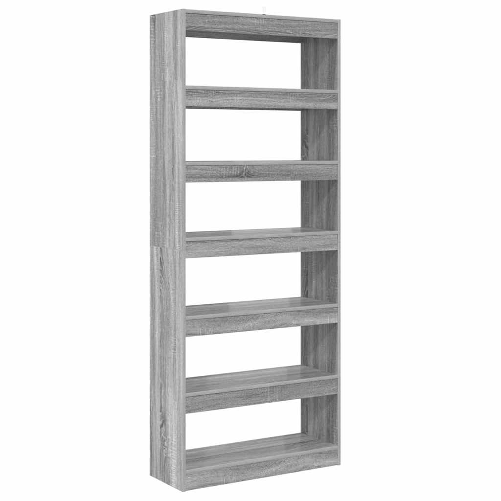 vidaXL Bibliotecă cu raft sonoma gri 80 x 30 x 198 cm Lemn compozit