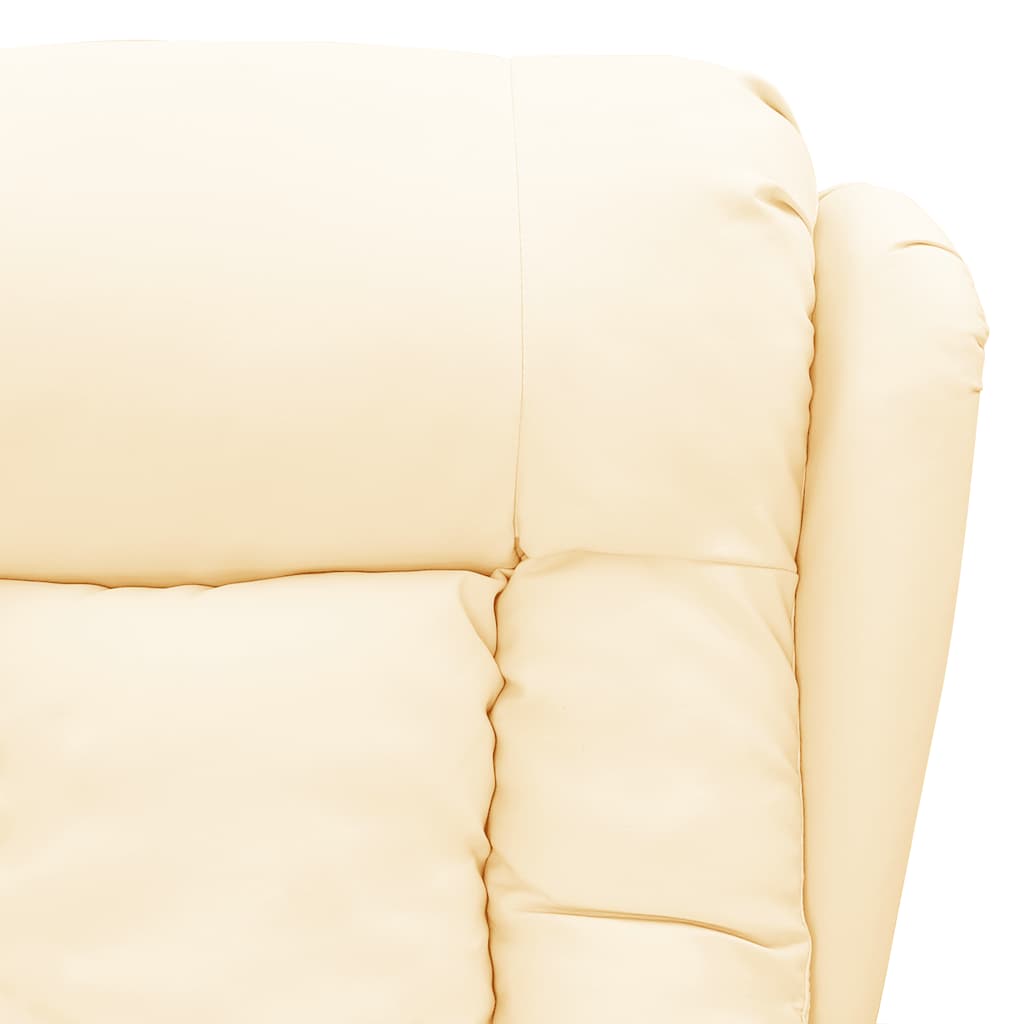 vidaXL Fotoliu de masaj, crem, piele ecologică