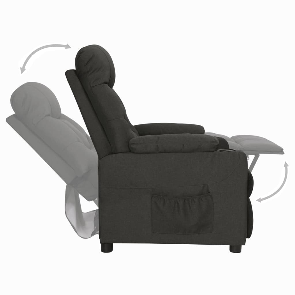 vidaXL Fotoliu rabatabil, negru, material textil vidaXL Fotoliu rabatabil, negru, material textil