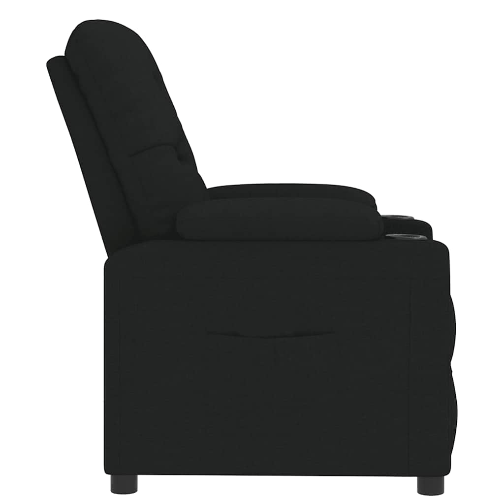 vidaXL Fotoliu rabatabil, negru, material textil vidaXL Fotoliu rabatabil, negru, material textil