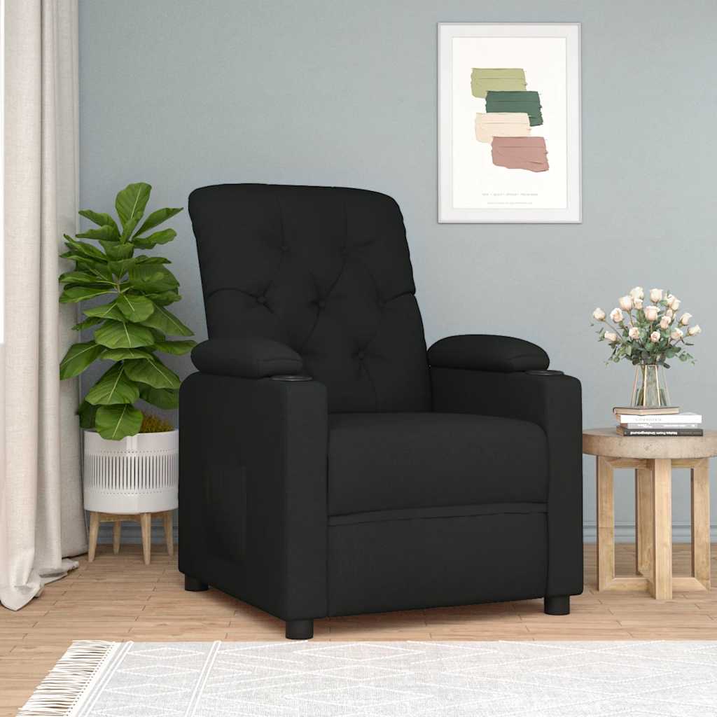 vidaXL Fotoliu rabatabil, negru, material textil vidaXL Fotoliu rabatabil, negru, material textil