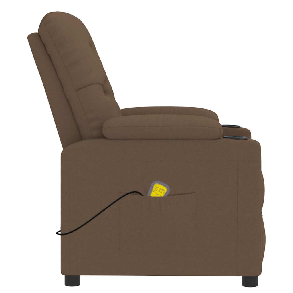 vidaXL Fotoliu de masaj, maro, material textil