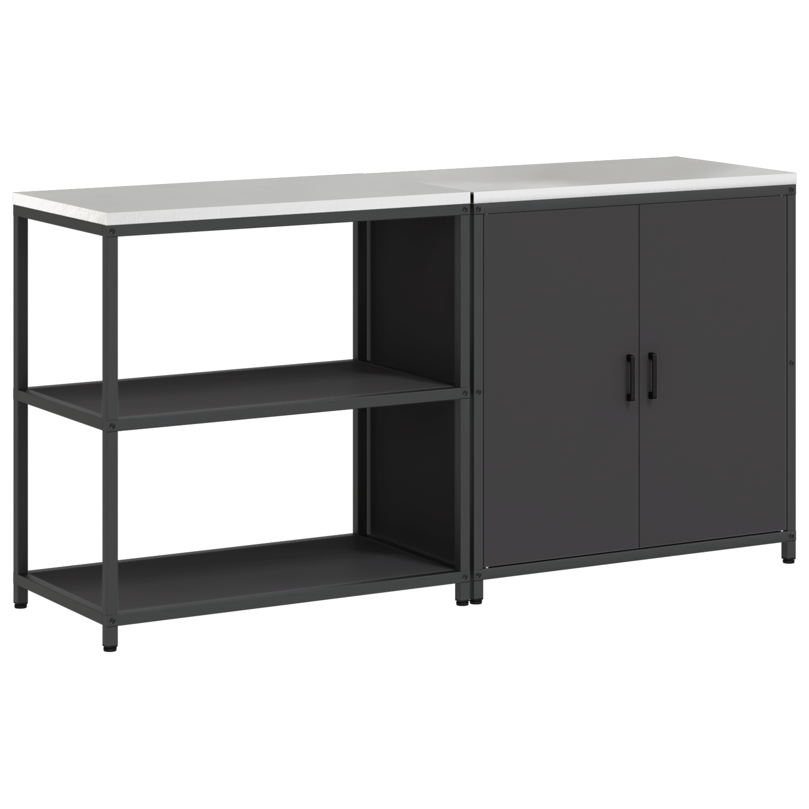 vidaXL Set de depozitare pentru bucătărie 2 pcs Negru 180 x 50 x 92 cm