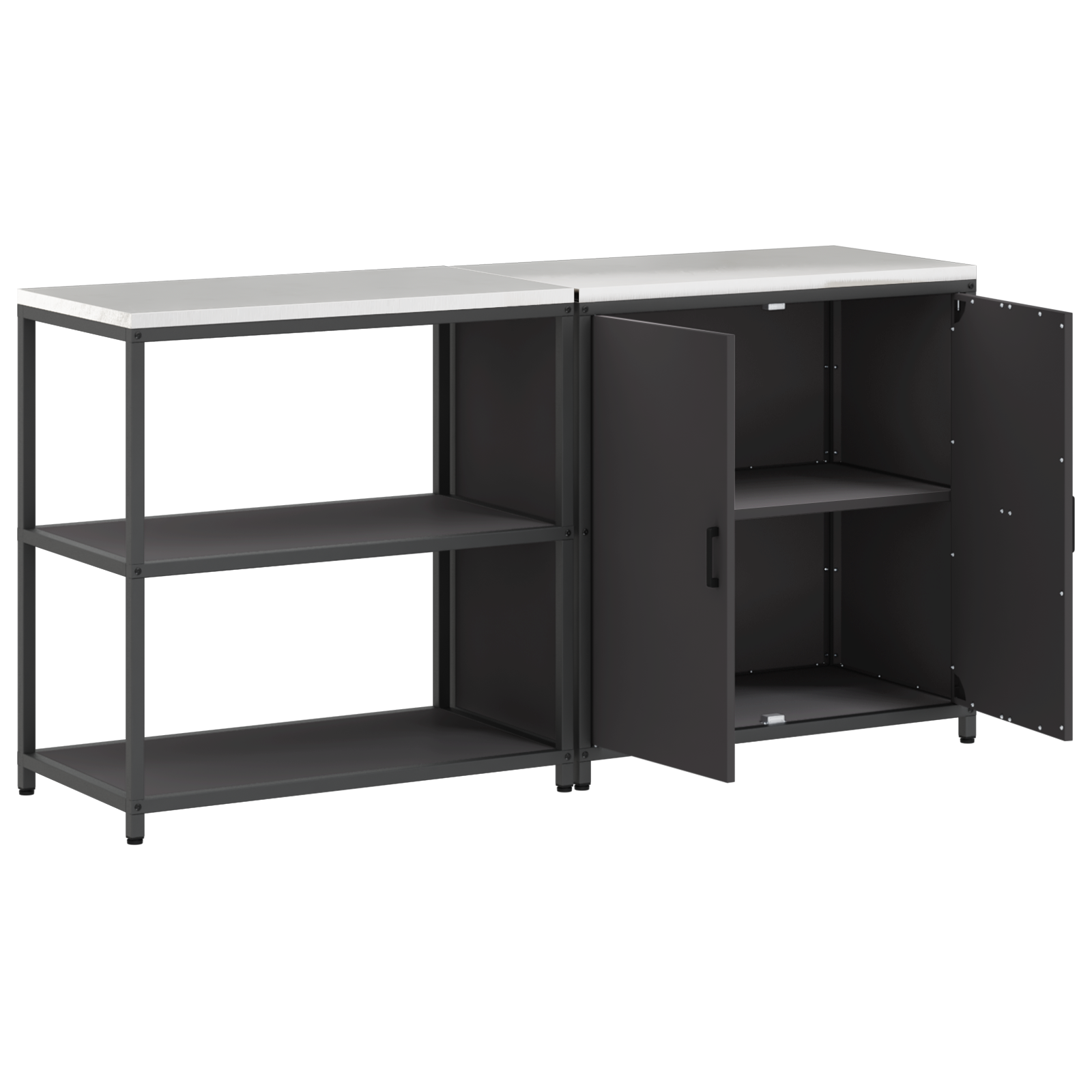 vidaXL Set de depozitare pentru bucătărie 2 pcs Negru 180 x 50 x 92 cm