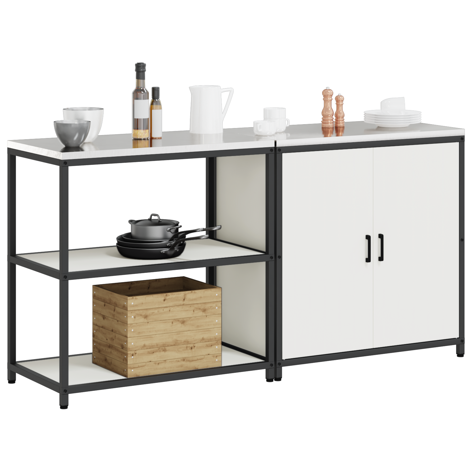 vidaXL Set de depozitare pentru bucătărie 2 pcs Alb 180 x 50 x 92 cm