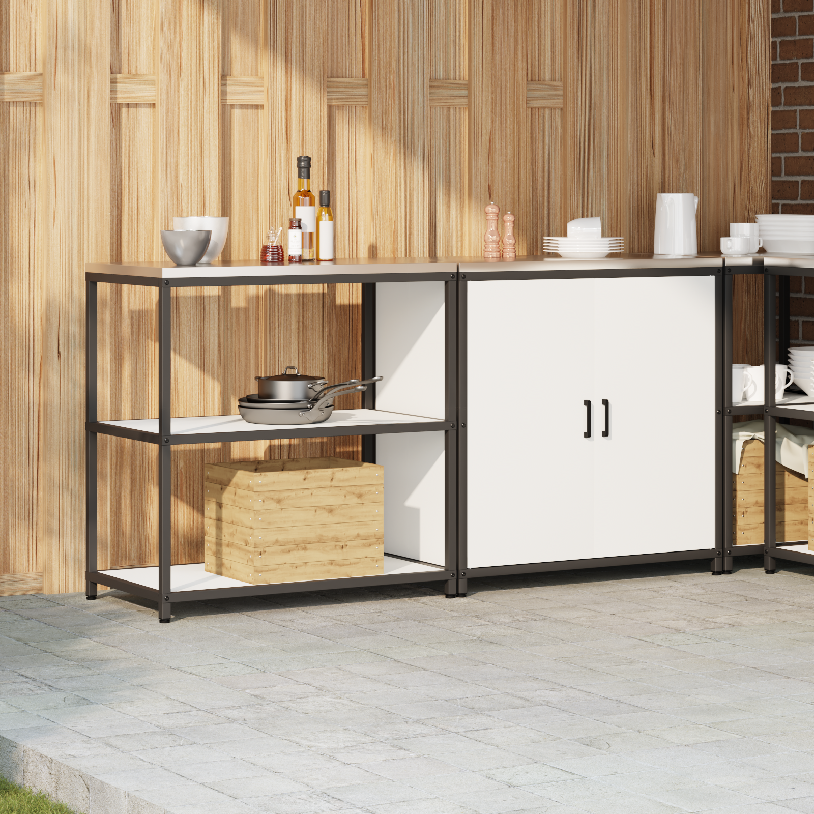 vidaXL Set de depozitare pentru bucătărie 2 pcs Alb 180 x 50 x 92 cm