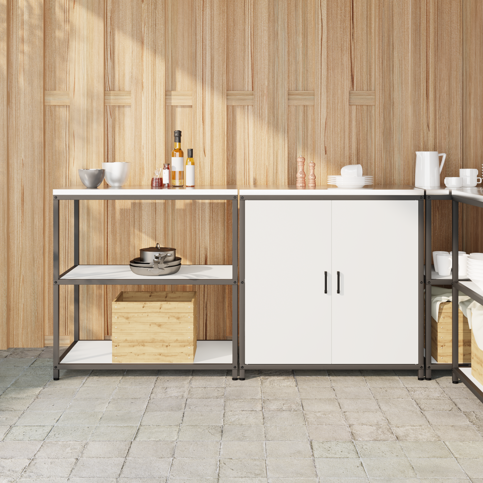vidaXL Set de depozitare pentru bucătărie 2 pcs Alb 180 x 50 x 92 cm
