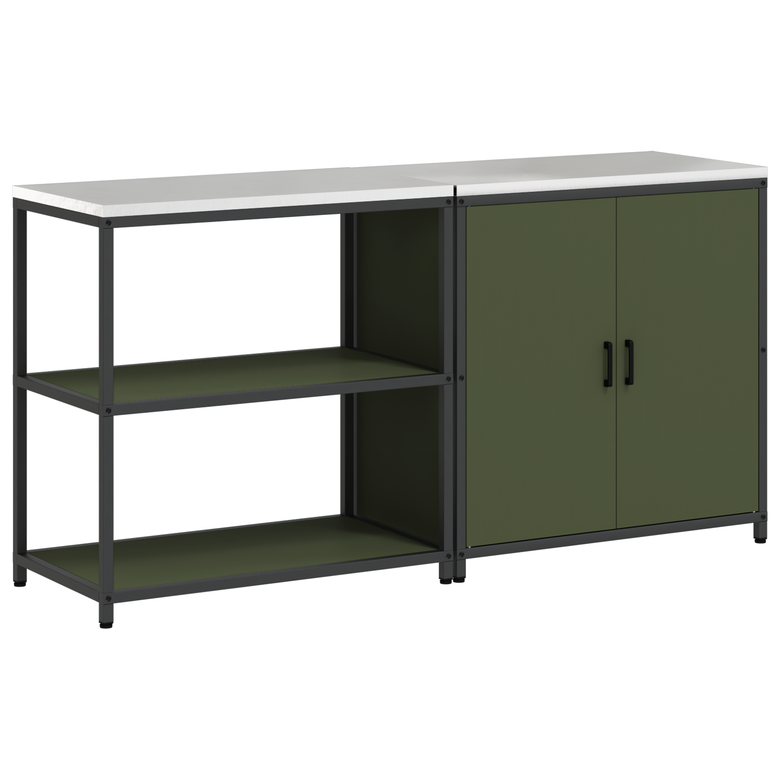 vidaXL Set de depozitare pentru bucătărie cu raft 2 pcs Verde măsliniu