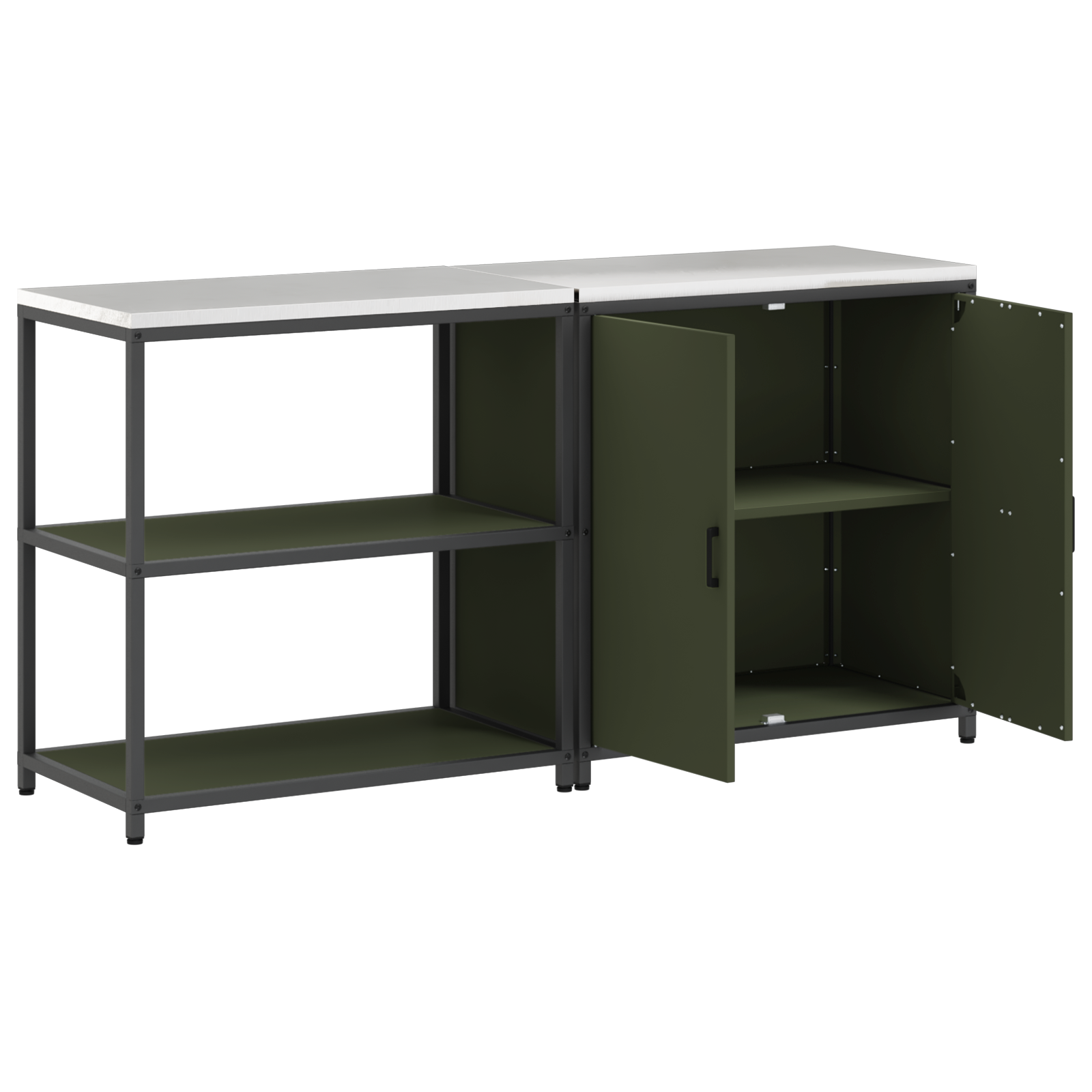vidaXL Set de depozitare pentru bucătărie cu raft 2 pcs Verde măsliniu
