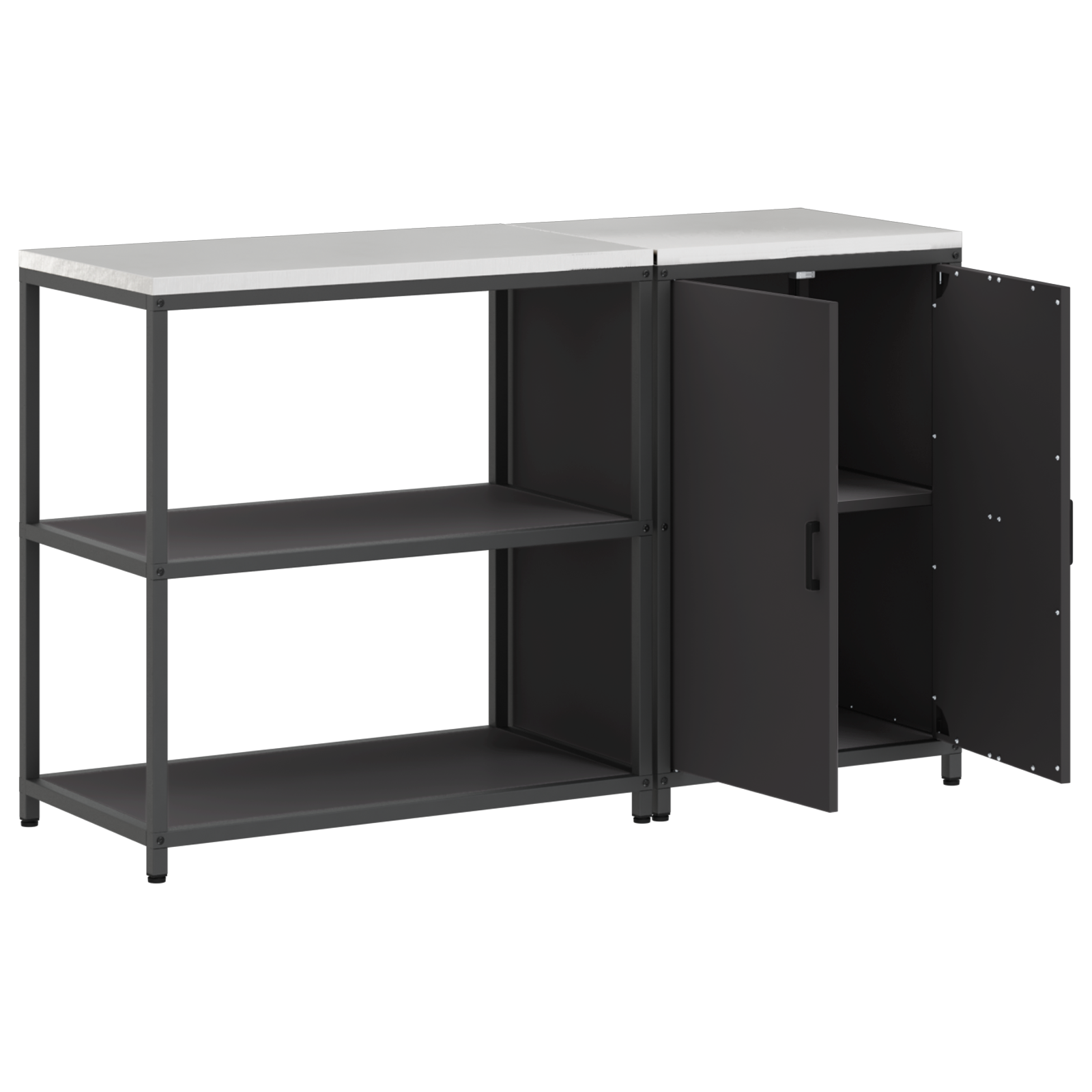 vidaXL Set de depozitare pentru bucătărie 2 pcs Negru 150 x 50 x 92 cm