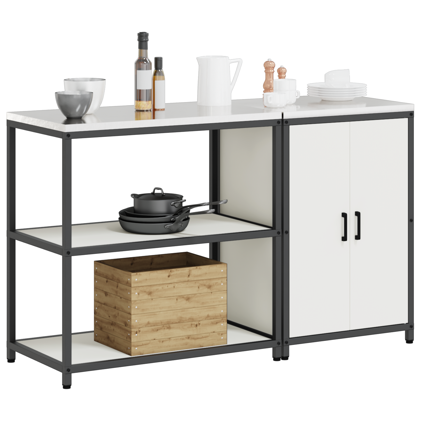 vidaXL Set de depozitare pentru bucătărie 2 pcs Alb 150 x 50 x 92 cm