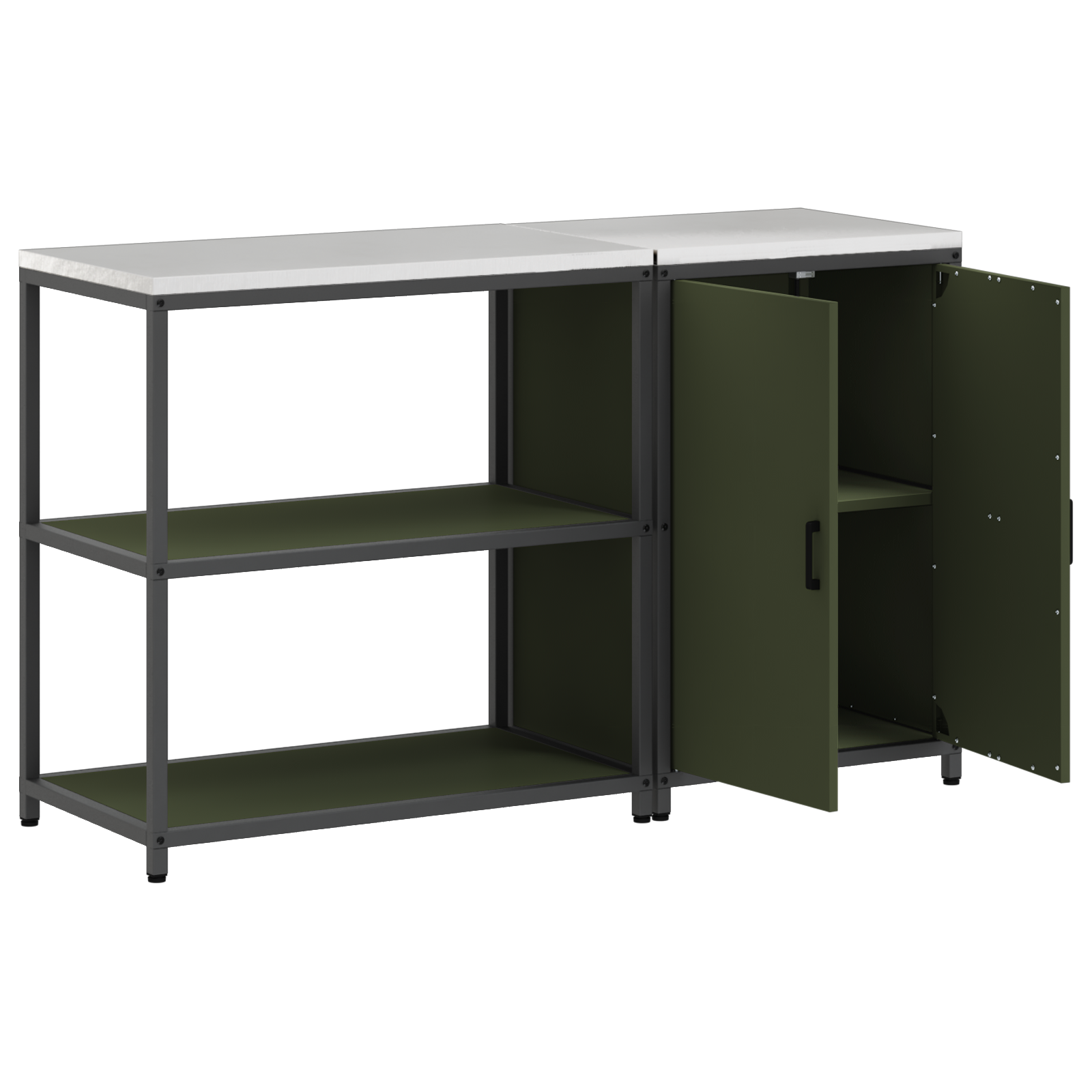 vidaXL Set de depozitare pentru bucătărie cu raft 2 pcs Verde măsliniu