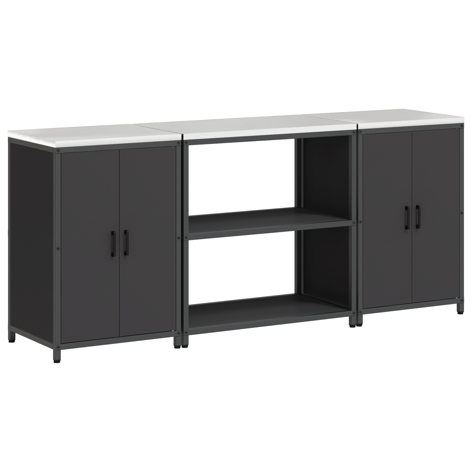 vidaXL Set de depozitare pentru bucătărie 3 pcs Negru 210 x 50 x 92 cm