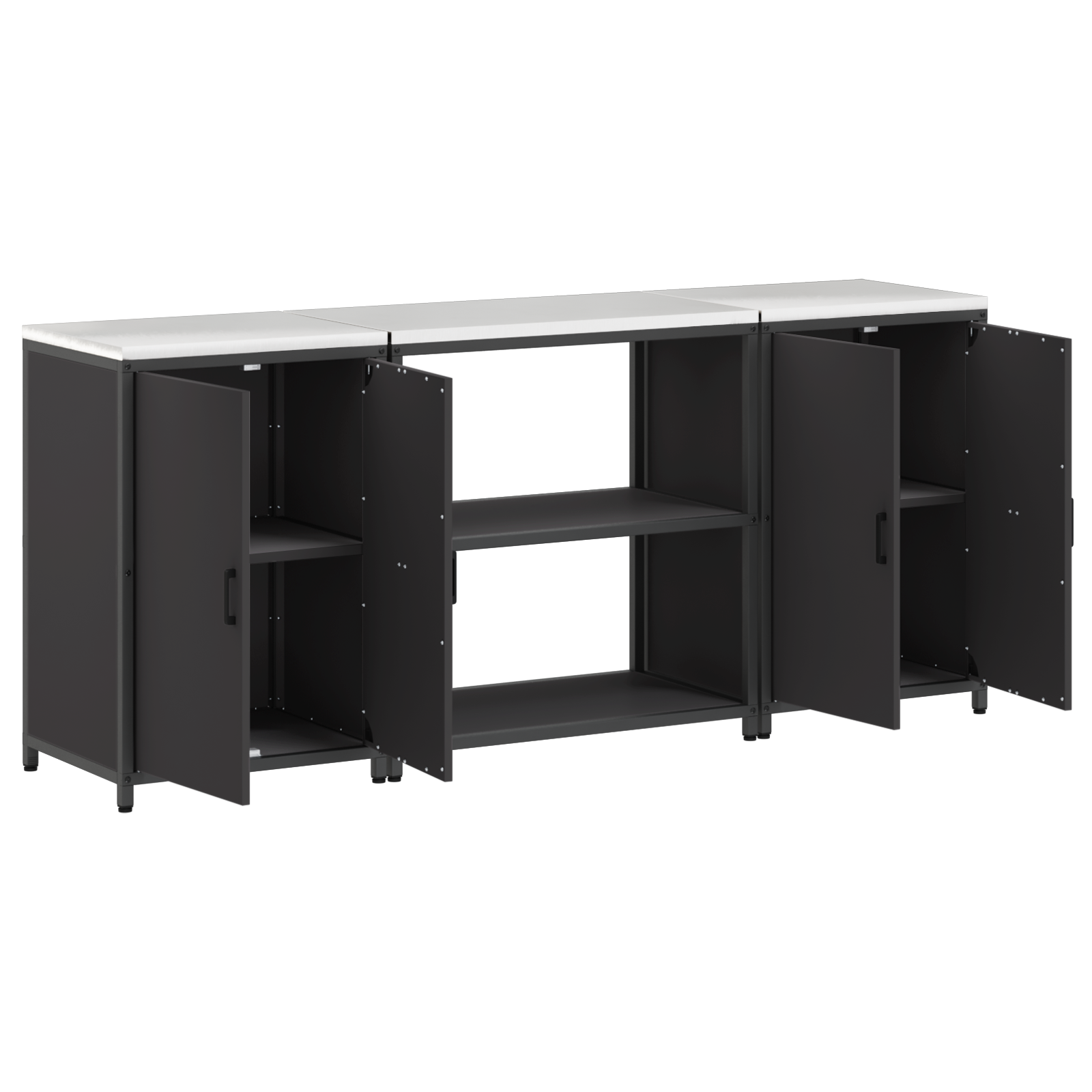 vidaXL Set de depozitare pentru bucătărie 3 pcs Negru 210 x 50 x 92 cm