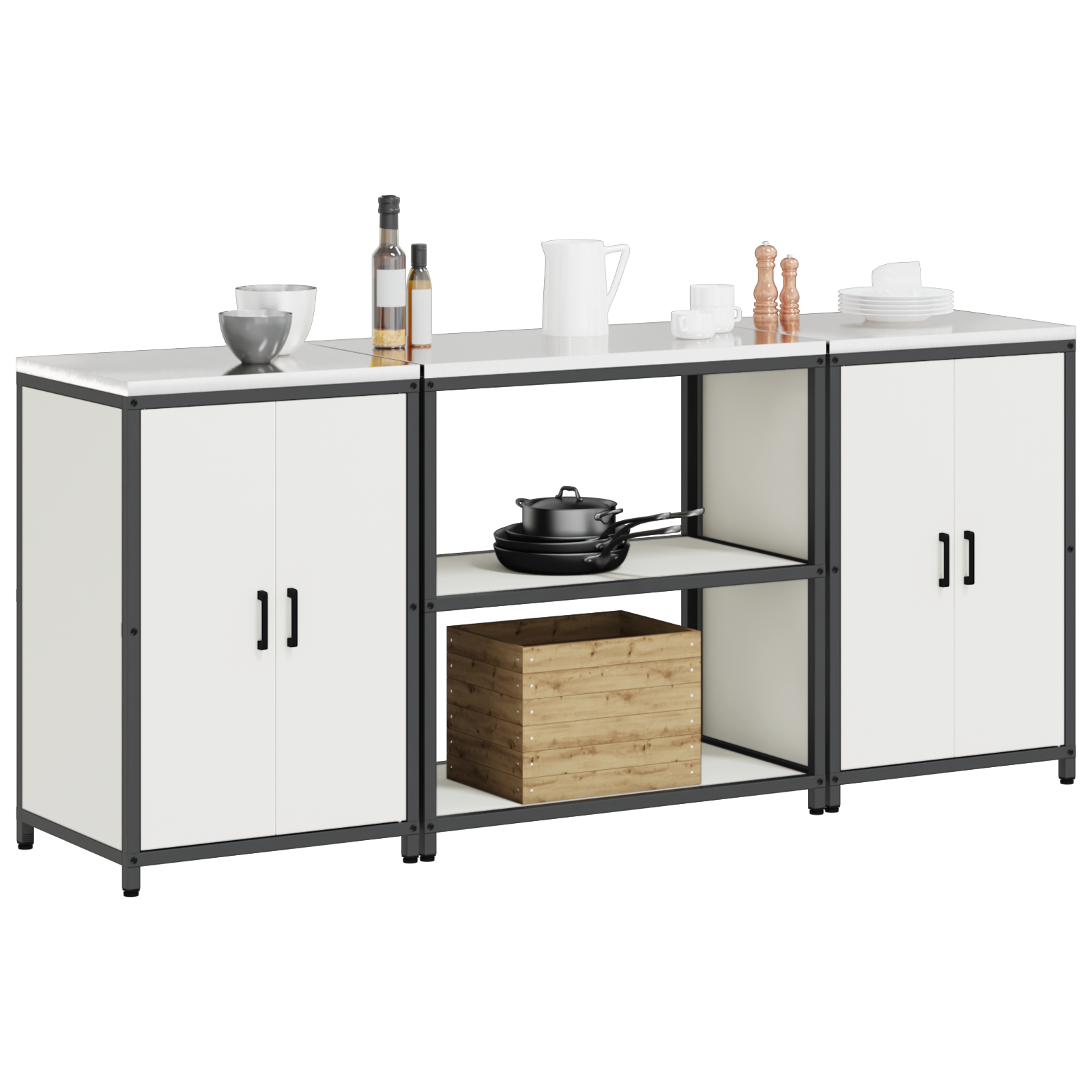 vidaXL Set de depozitare pentru bucătărie 3 pcs Alb 210 x 50 x 92 cm