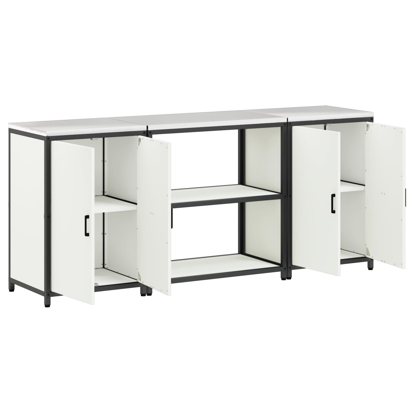 vidaXL Set de depozitare pentru bucătărie 3 pcs Alb 210 x 50 x 92 cm
