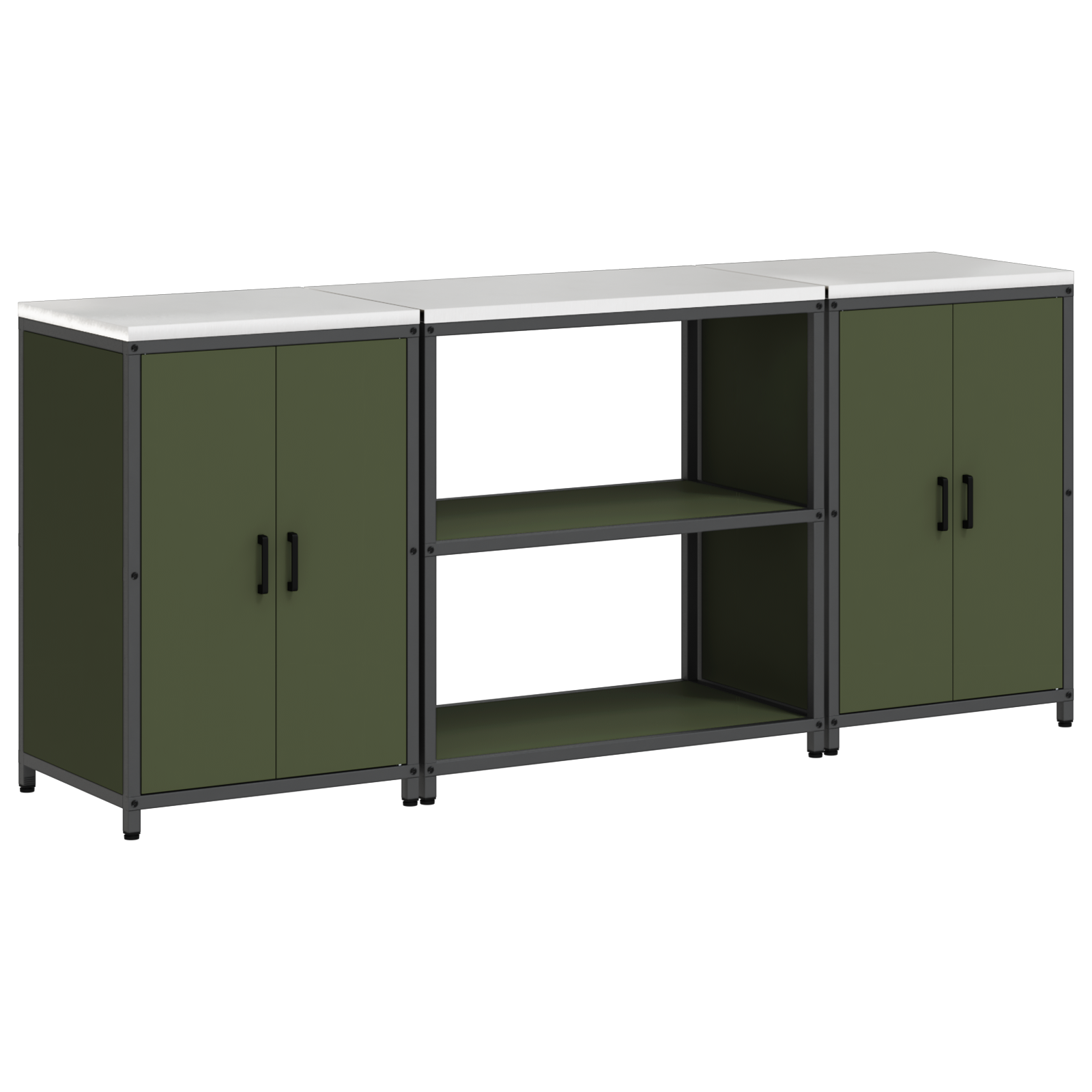 vidaXL Set de depozitare pentru bucătărie cu raft 3 pcs Verde măsliniu