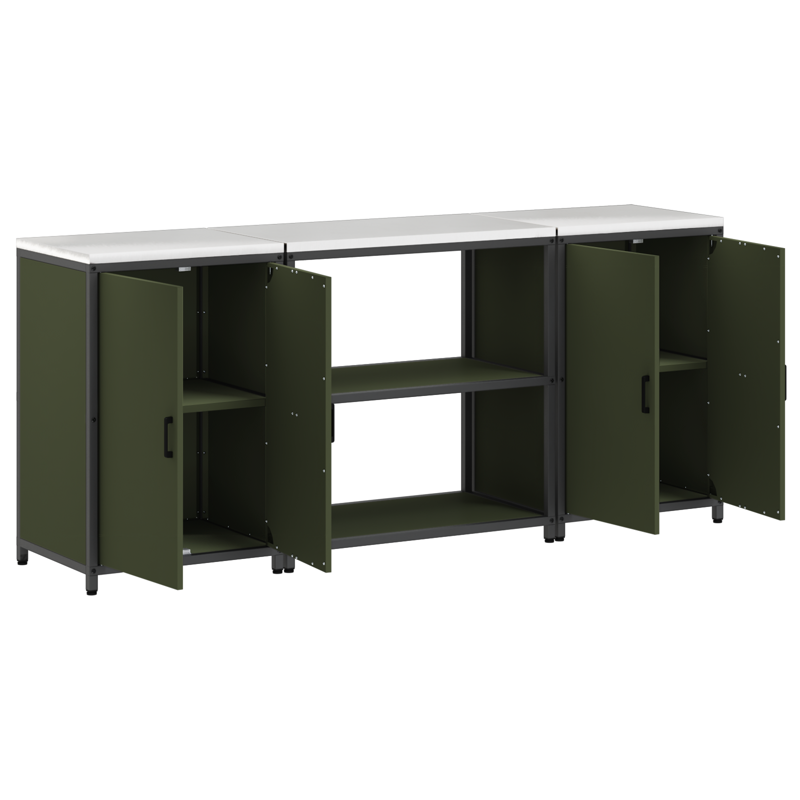 vidaXL Set de depozitare pentru bucătărie cu raft 3 pcs Verde măsliniu
