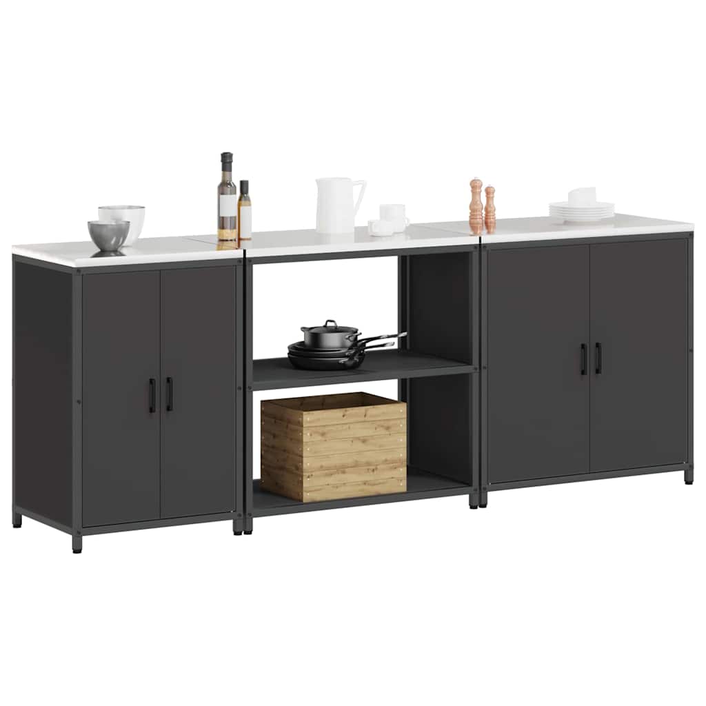 vidaXL Set de depozitare pentru bucătărie 3 pcs Negru 240 x 50 x 92 cm