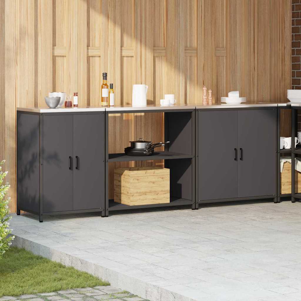 vidaXL Set de depozitare pentru bucătărie 3 pcs Negru 240 x 50 x 92 cm