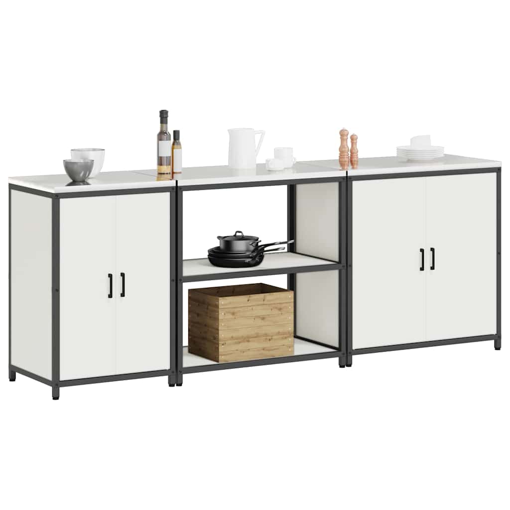 vidaXL Set de depozitare pentru bucătărie 3 pcs Alb 240 x 50 x 92 cm
