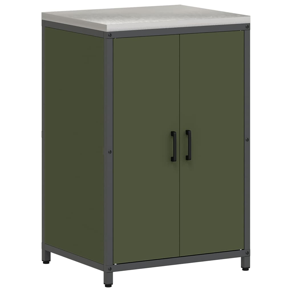 vidaXL Set de depozitare pentru bucătărie cu raft Altele 3 pcs Verde măsliniu