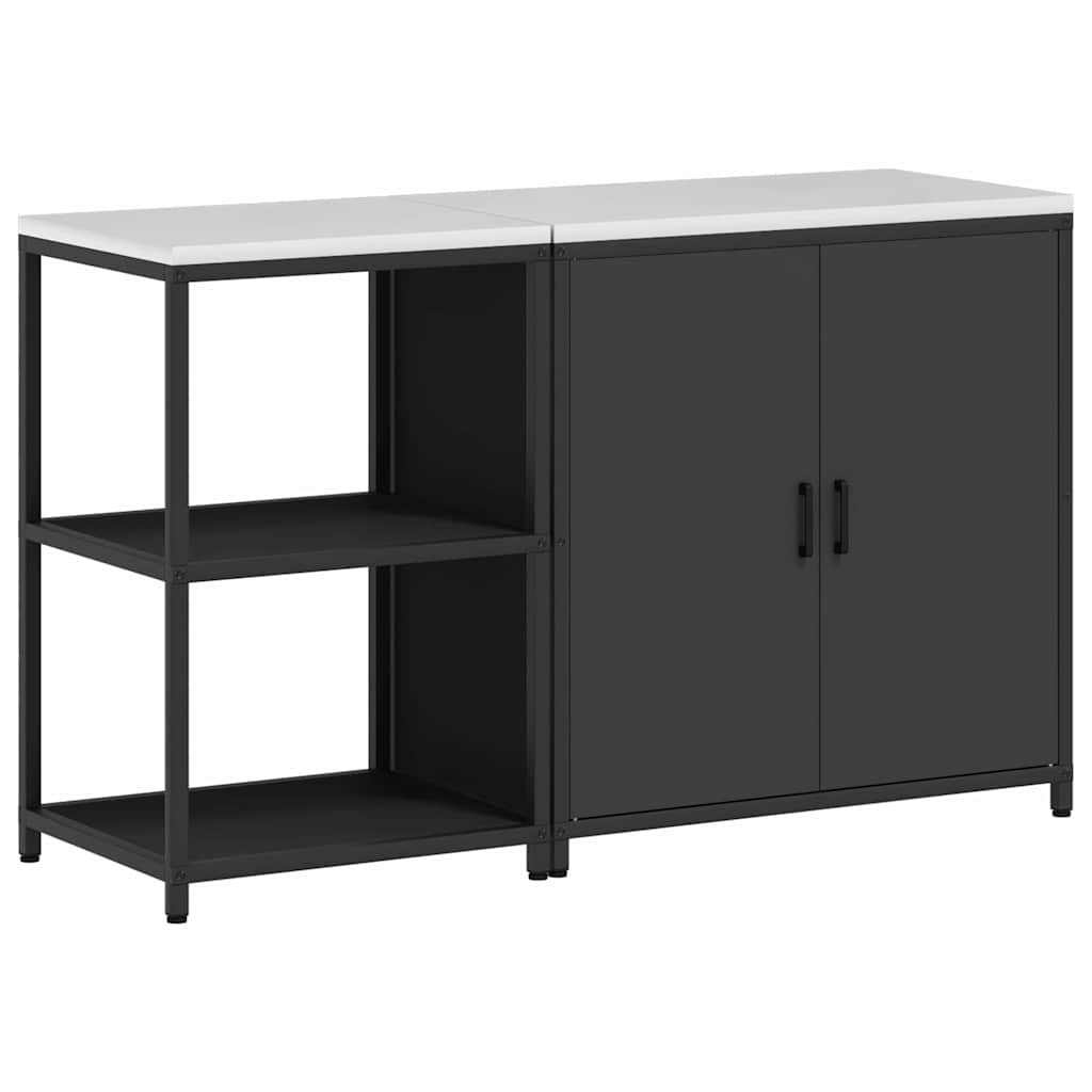 vidaXL Set de depozitare pentru bucătărie 2 pcs Negru 150 x 50 x 92 cm