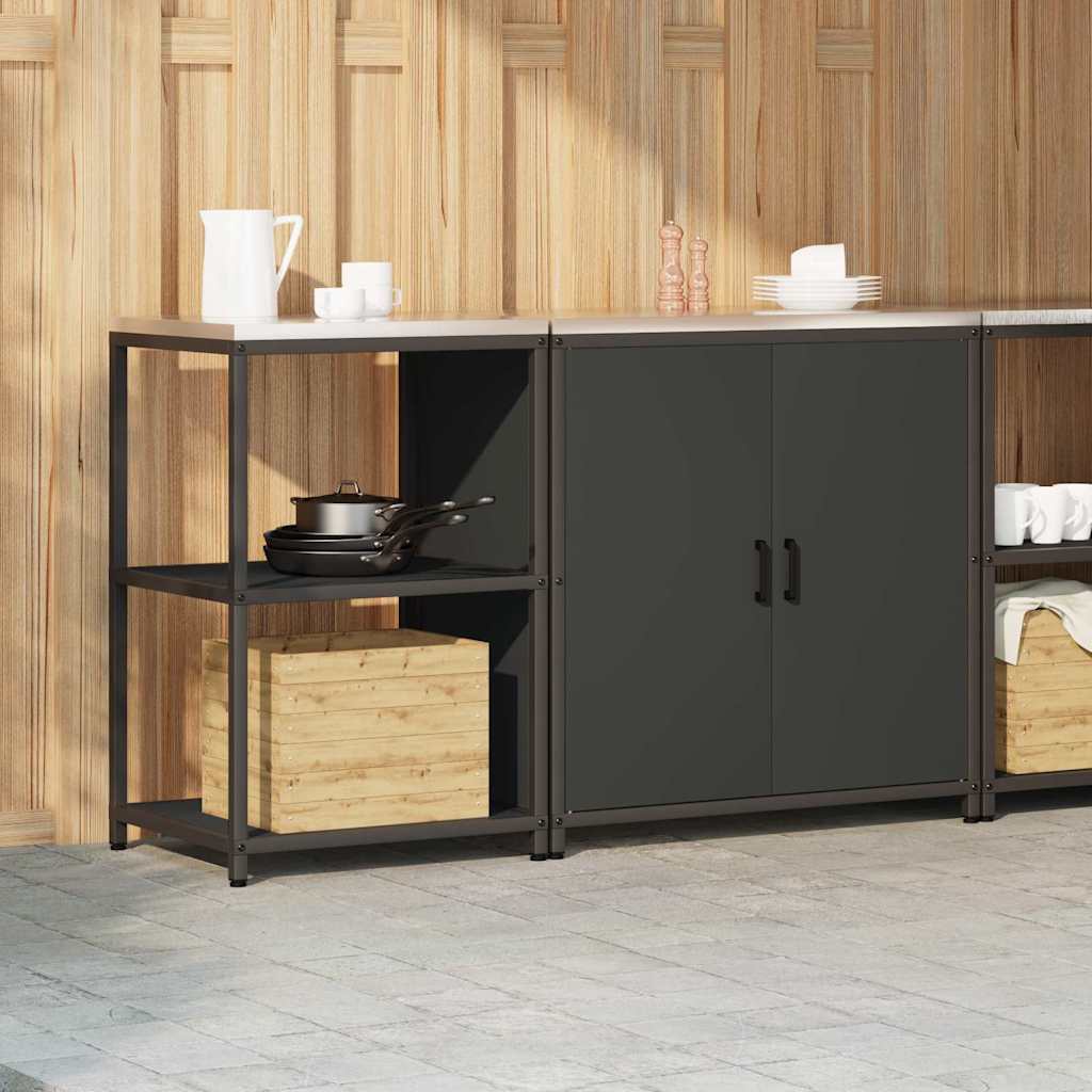vidaXL Set de depozitare pentru bucătărie 2 pcs Negru 150 x 50 x 92 cm