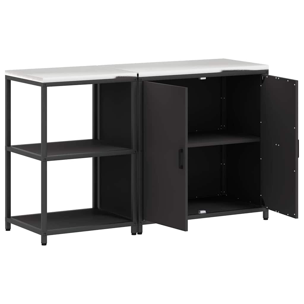vidaXL Set de depozitare pentru bucătărie 2 pcs Negru 150 x 50 x 92 cm