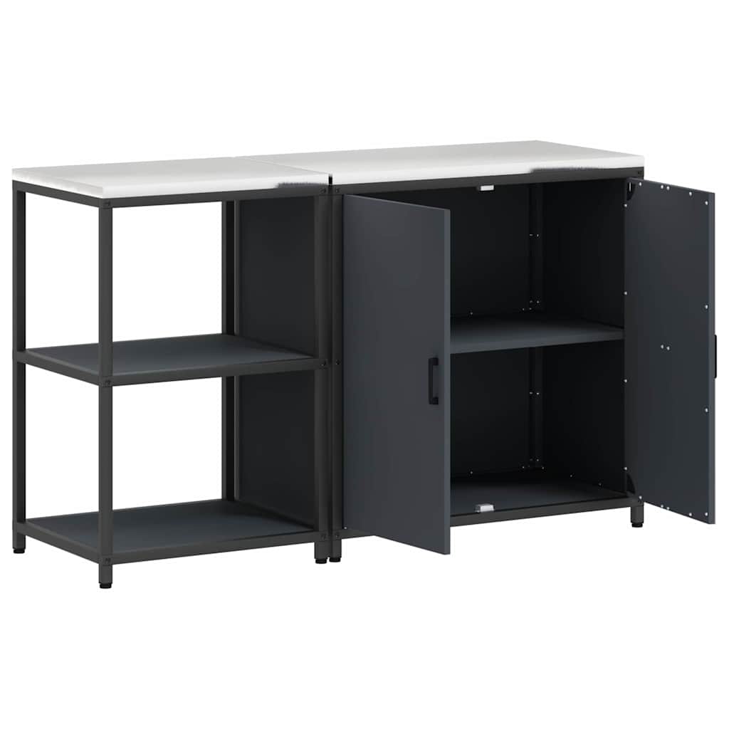 vidaXL Set de depozitare pentru bucătărie cu raft cu depozitare cu ușă Ajustabil 2 pcs Antracit vidaXL Set de depozitare pentru bucătărie cu raft cu depozitare cu ușă Ajustabil 2 pcs Antracit