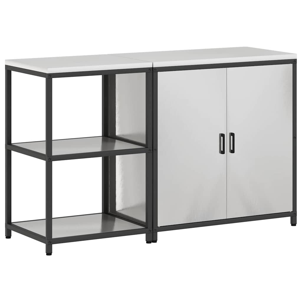 vidaXL Set de depozitare pentru bucătărie cu raft cu depozitare Ajustabil 2 pcs Argintiu