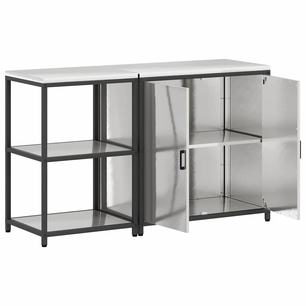 vidaXL Set de depozitare pentru bucătărie cu raft cu depozitare Ajustabil 2 pcs Argintiu