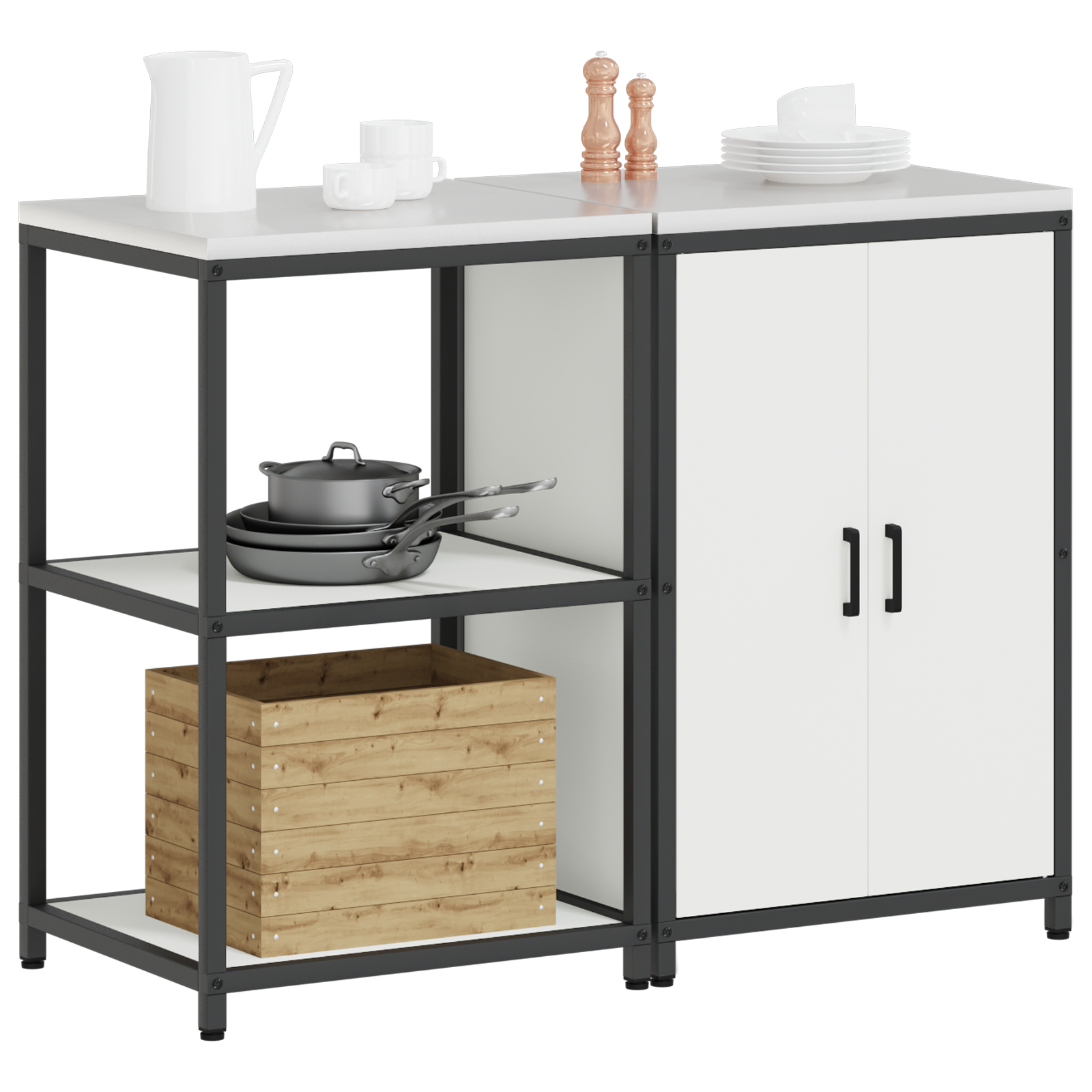 vidaXL Set de depozitare pentru bucătărie 2 pcs Alb 120 x 50 x 92 cm