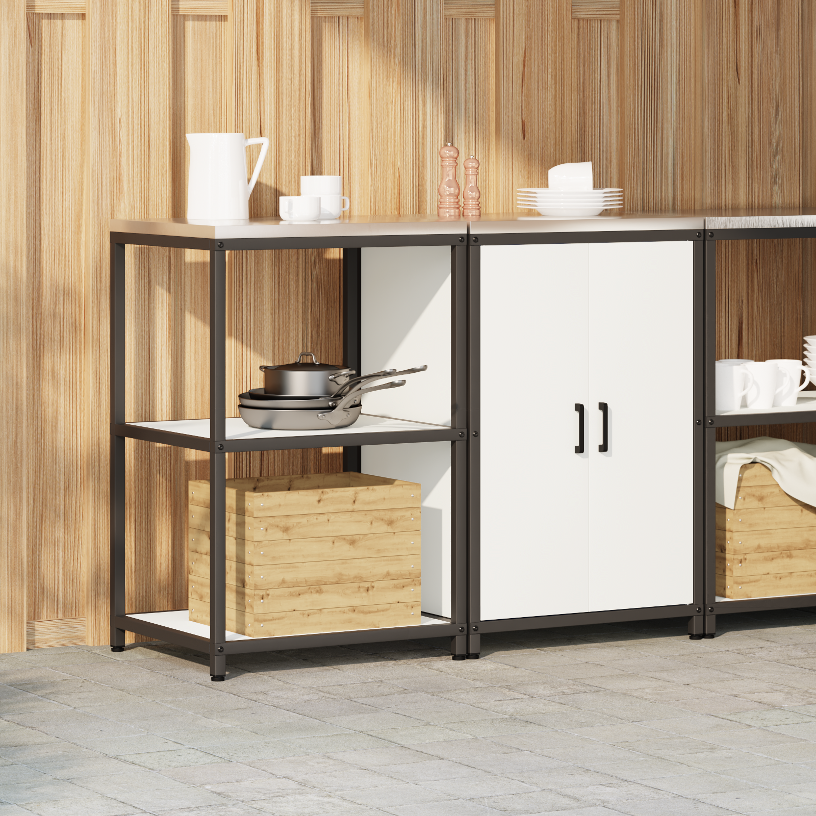 vidaXL Set de depozitare pentru bucătărie 2 pcs Alb 120 x 50 x 92 cm