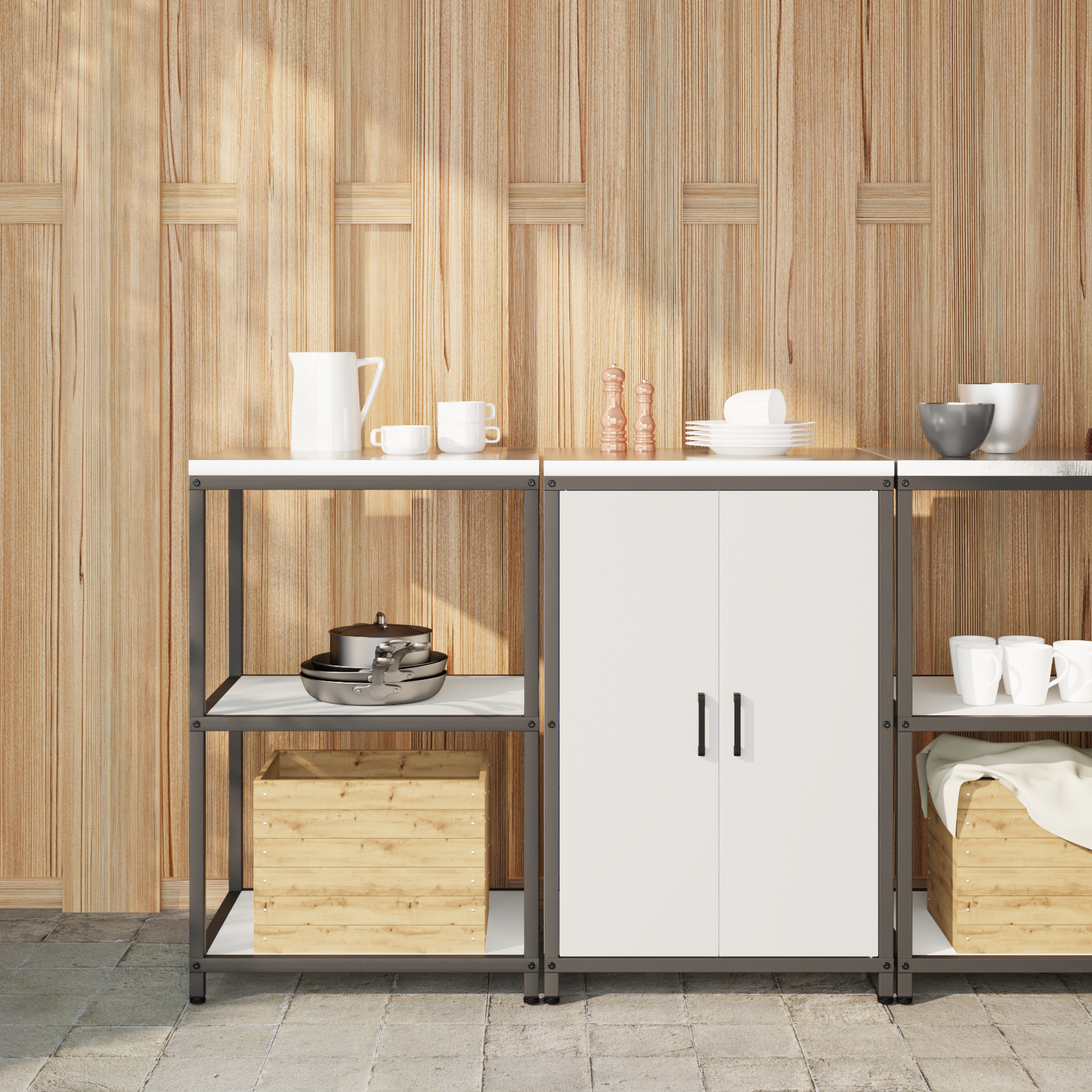 vidaXL Set de depozitare pentru bucătărie 2 pcs Alb 120 x 50 x 92 cm