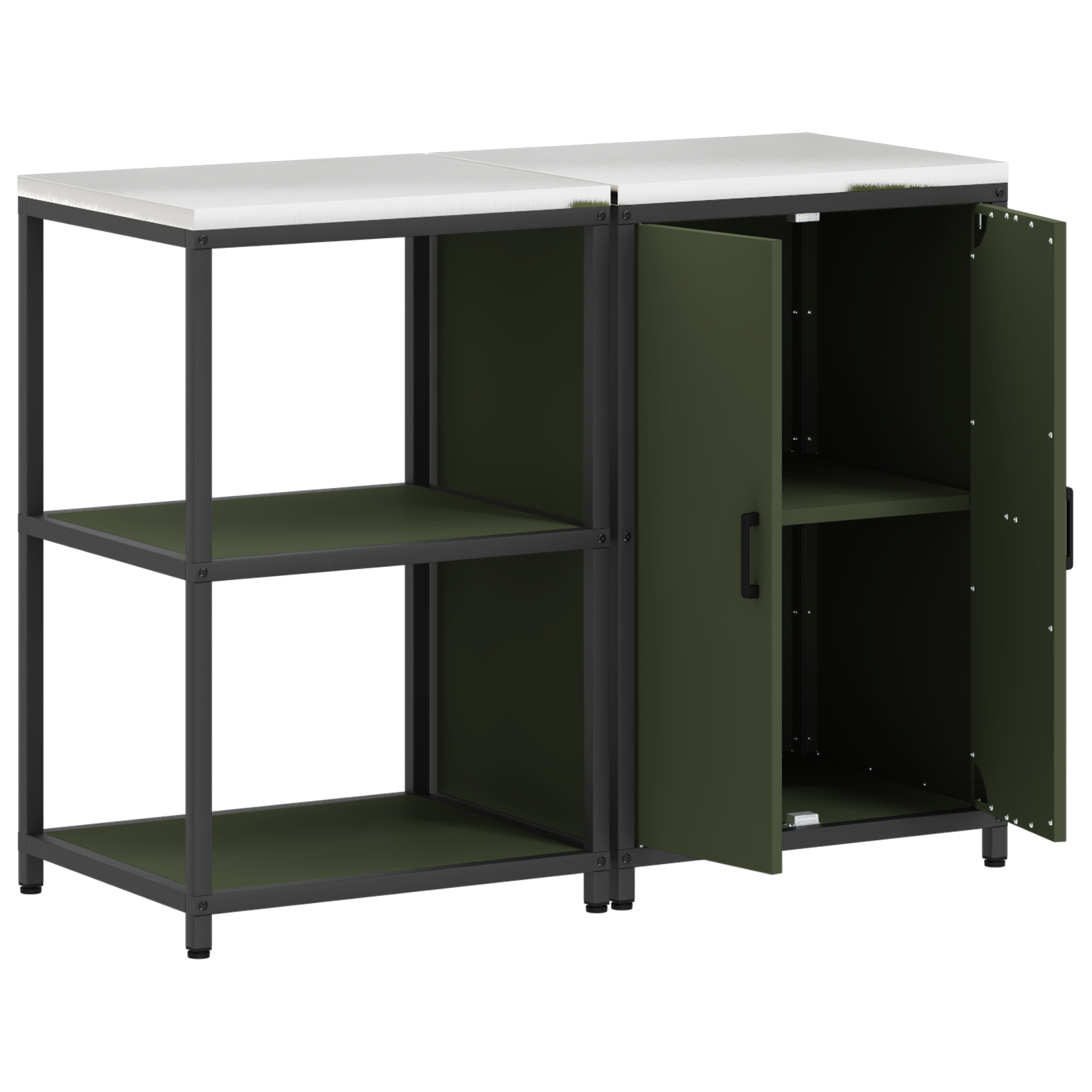 vidaXL Set de depozitare pentru bucătărie cu raft 2 pcs Verde măsliniu