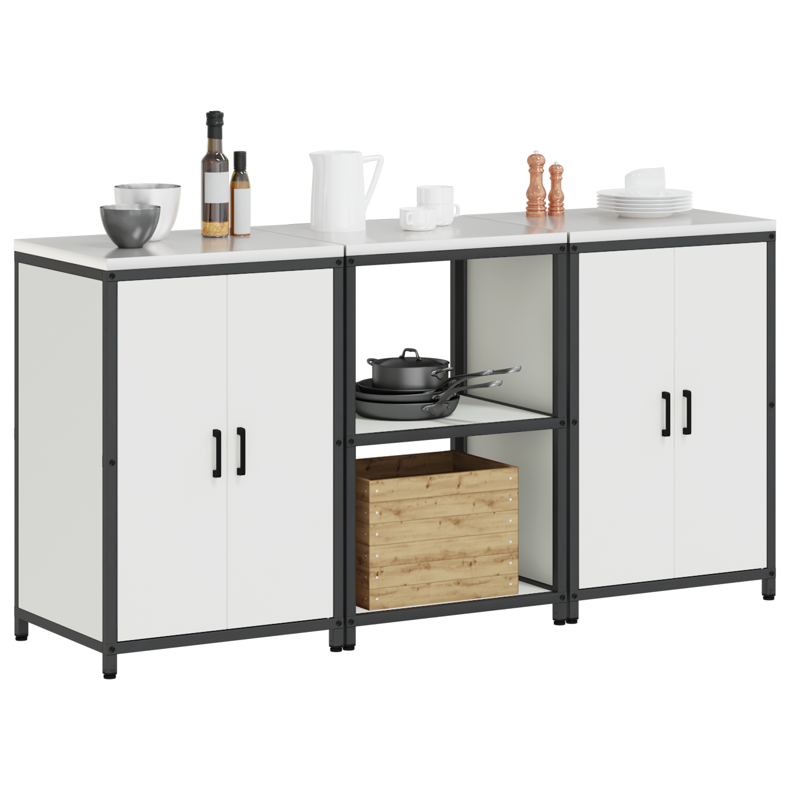 vidaXL Set de depozitare pentru bucătărie 3 pcs Alb 180 x 50 x 92 cm