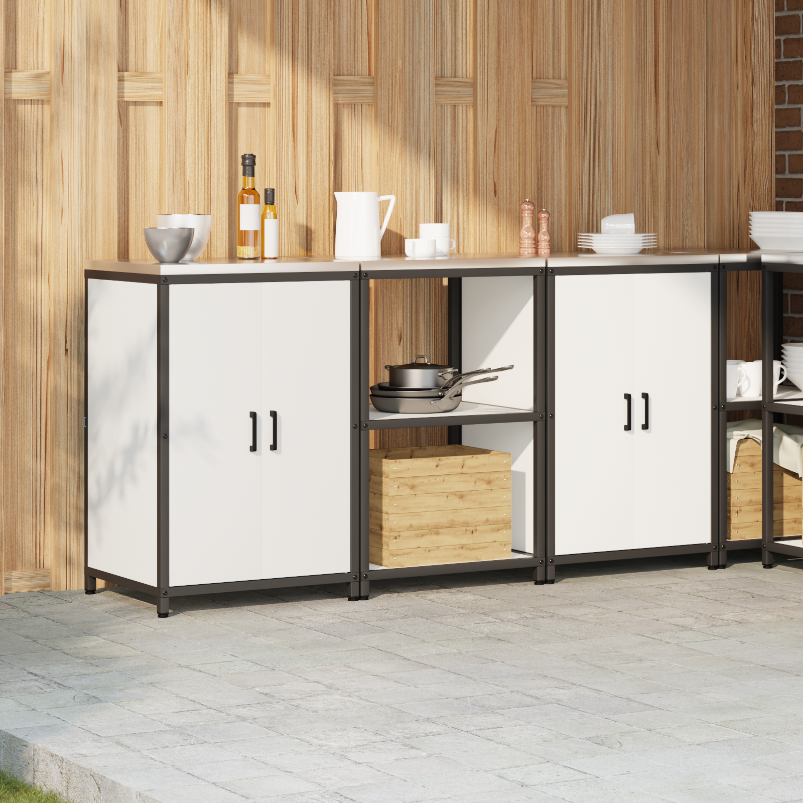 vidaXL Set de depozitare pentru bucătărie 3 pcs Alb 180 x 50 x 92 cm