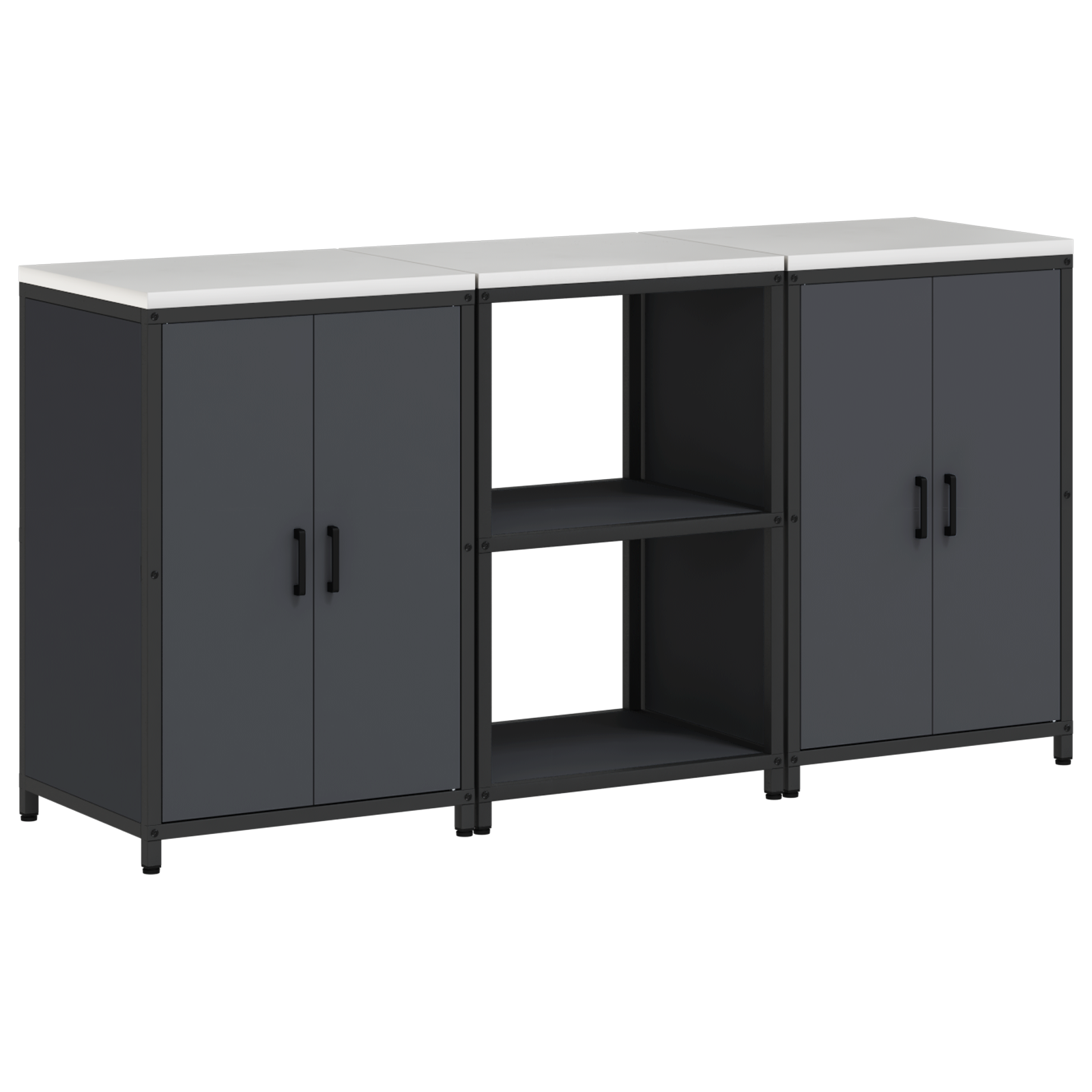 vidaXL Set de depozitare pentru bucătărie cu raft cu depozitare cu ușă 3 pcs Antracit vidaXL Set de depozitare pentru bucătărie cu raft cu depozitare cu ușă 3 pcs Antracit