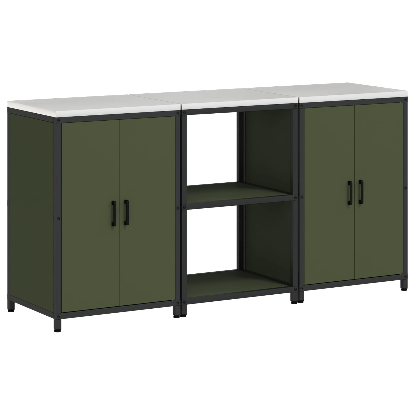 vidaXL Set de depozitare pentru bucătărie cu raft 3 pcs Verde măsliniu