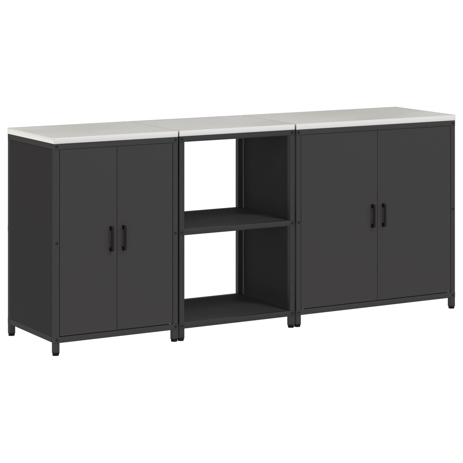 vidaXL Set de depozitare pentru bucătărie 3 pcs Negru 210 x 50 x 92 cm
