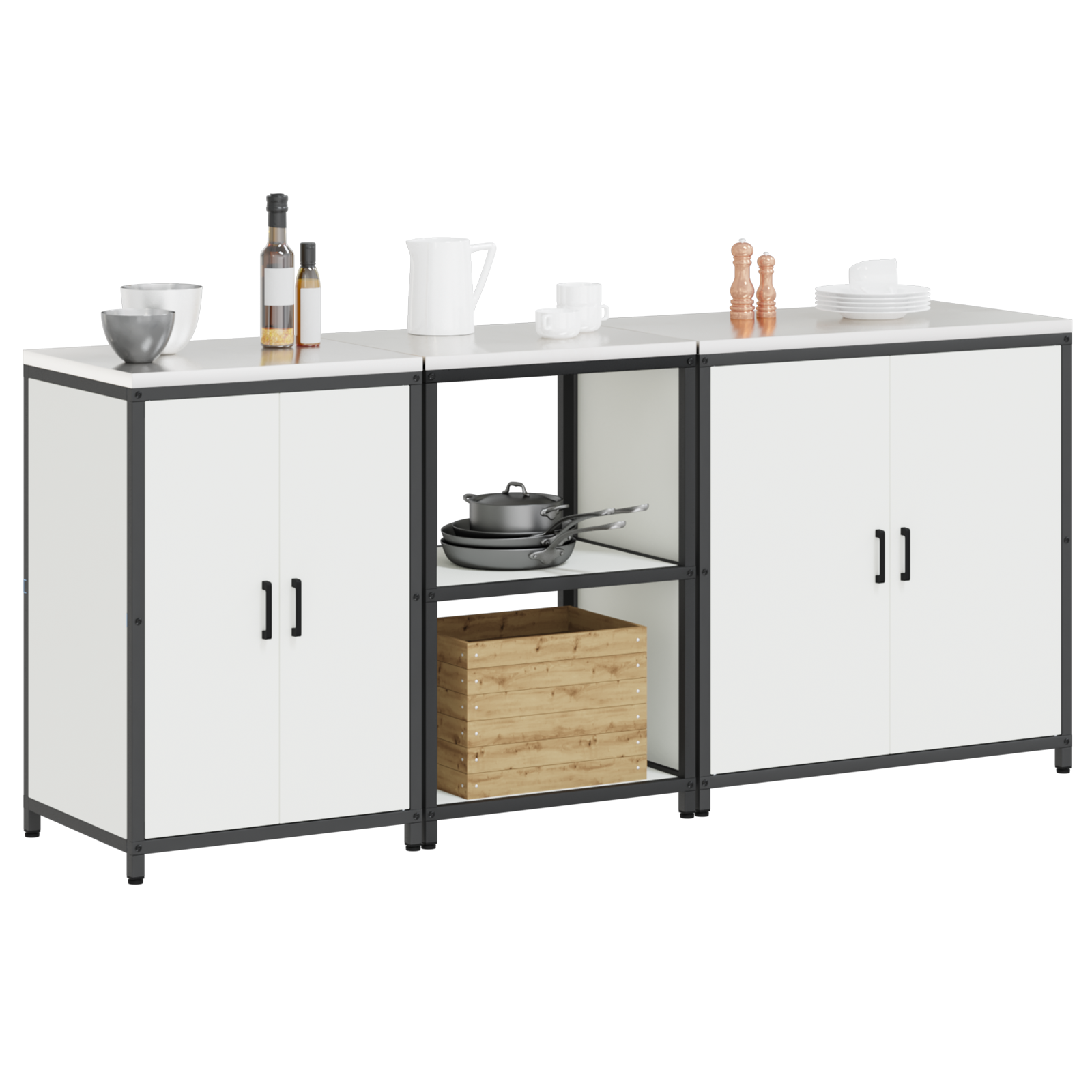 vidaXL Set de depozitare pentru bucătărie 3 pcs Alb 210 x 50 x 92 cm