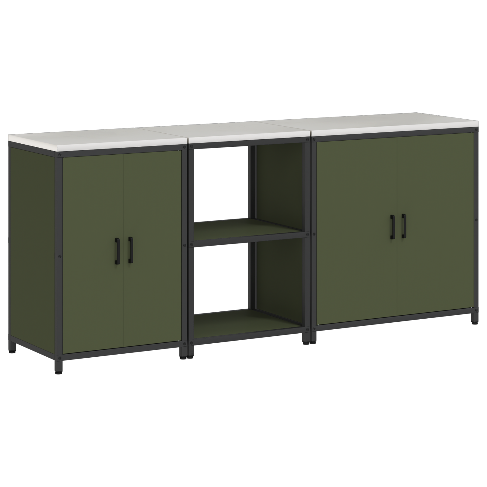 vidaXL Set de depozitare pentru bucătărie cu raft Altele 3 pcs Verde măsliniu vidaXL Set de depozitare pentru bucătărie cu raft Altele 3 pcs Verde măsliniu
