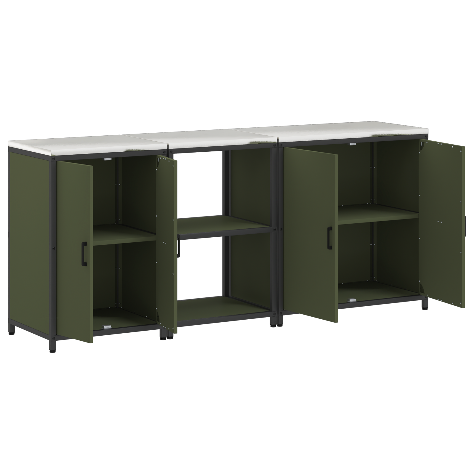 vidaXL Set de depozitare pentru bucătărie cu raft Altele 3 pcs Verde măsliniu vidaXL Set de depozitare pentru bucătărie cu raft Altele 3 pcs Verde măsliniu