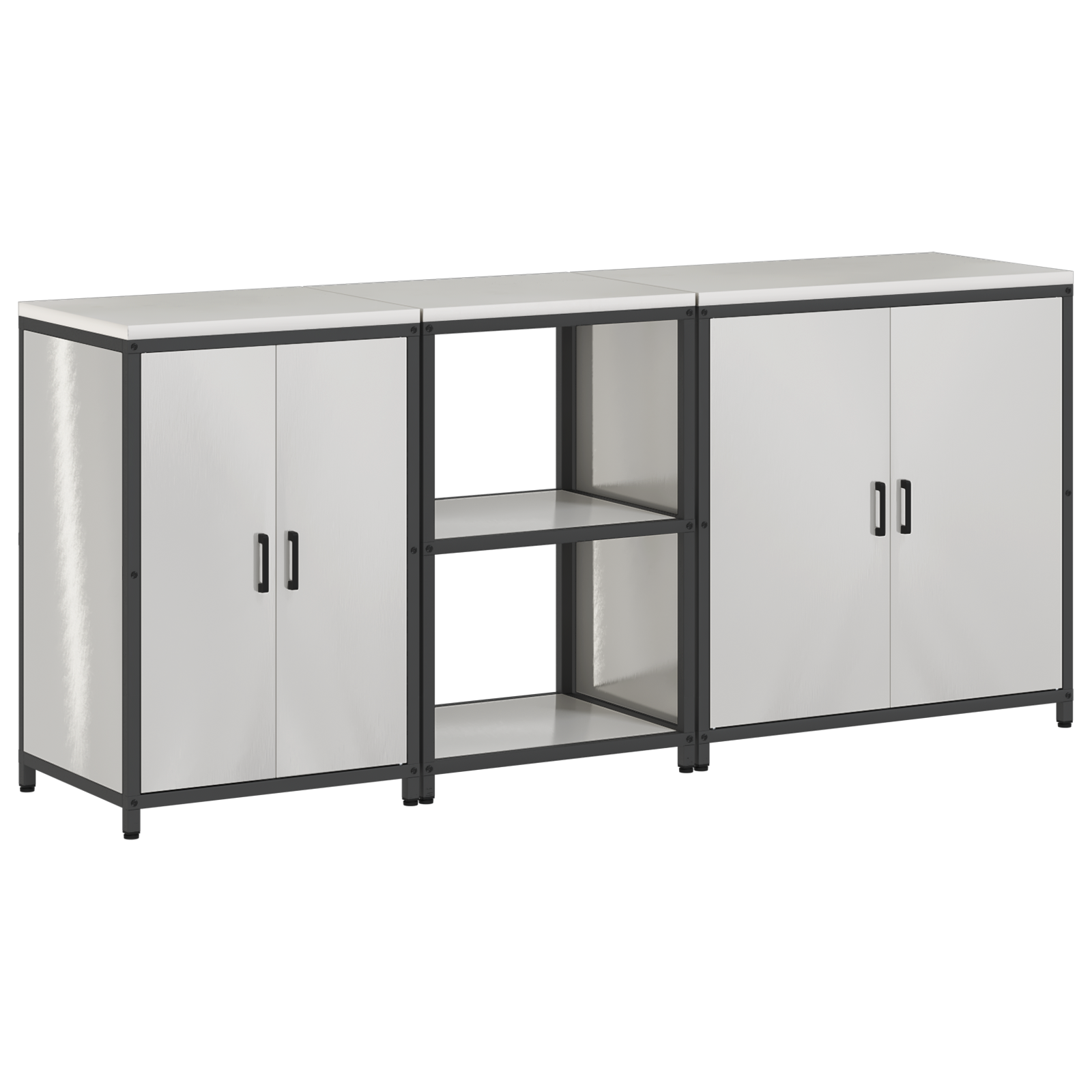 vidaXL Set de depozitare pentru bucătărie cu raft 3 pcs Argintiu Oțel