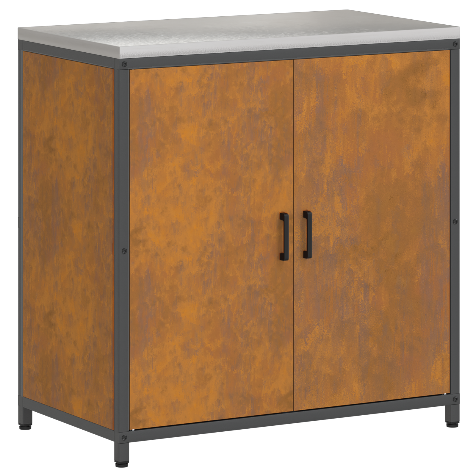 vidaXL Set de depozitare pentru bucătărie cu raft 3 pcs Ruginit Oțel