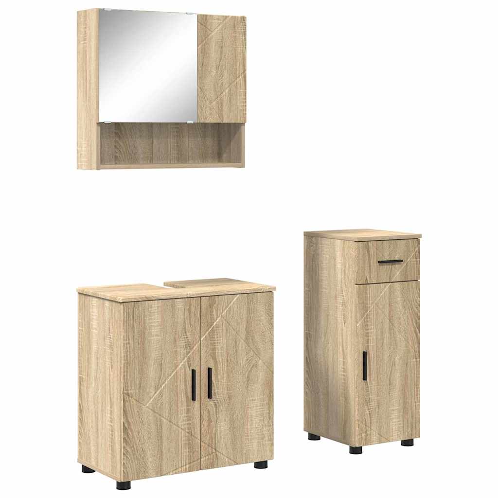 vidaXL Set de mobilier pentru baie cu sertar 3 pcs Stejar Sonoma