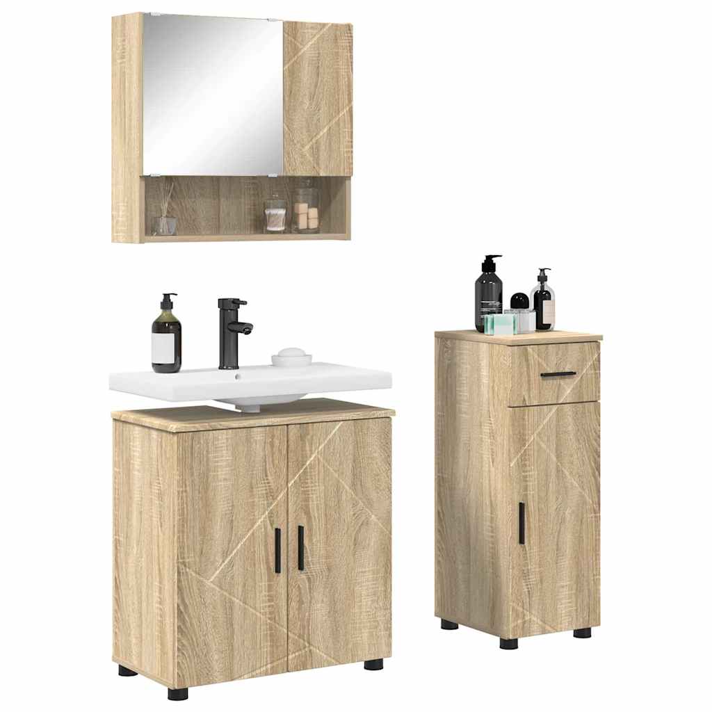 vidaXL Set de mobilier pentru baie cu sertar 3 pcs Stejar Sonoma