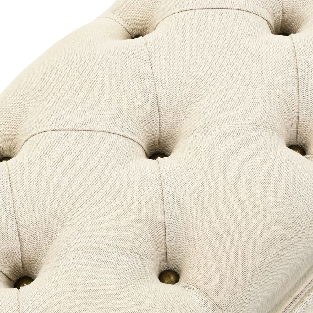vidaXL Bancă de depozitare, crem, 110 cm, lemn masiv de brad și textil