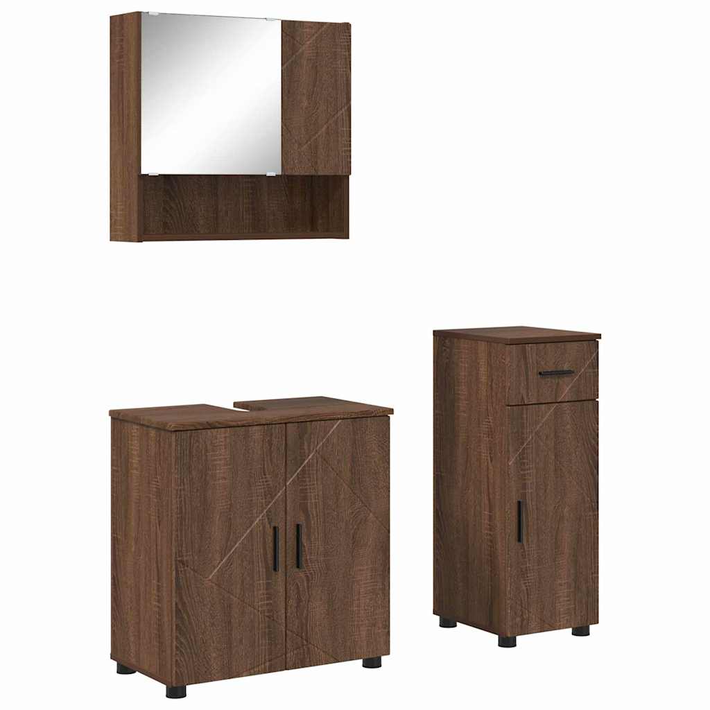 vidaXL Set de mobilier pentru baie cu sertar 3 pcs Stejar închis